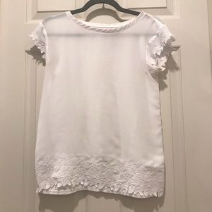 Ann Taylor Loft petite white sheer top